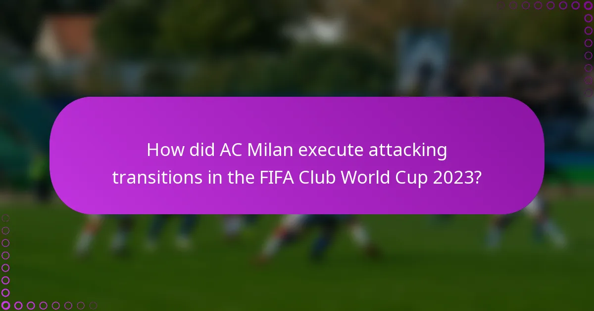 How did AC Milan execute attacking transitions in the FIFA Club World Cup 2023?