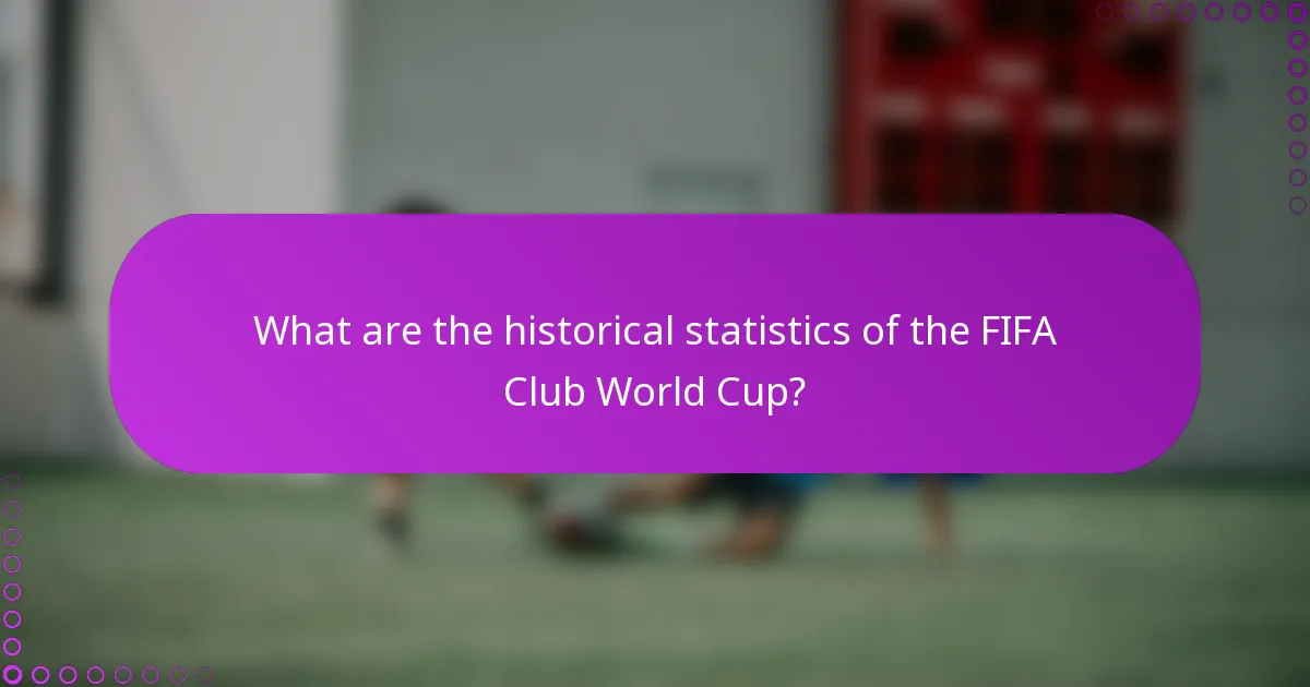 What are the historical statistics of the FIFA Club World Cup?